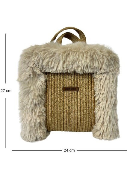 8560 El Yapımı Peluş Kürklü Model Tress Ip El Çantası / 24 cm x 27 cm fiyatları