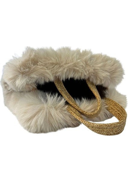 8560 El Yapımı Peluş Kürklü Model Tress Ip El Çantası / 24 cm x 27 cm fırsatları