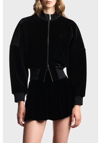 Sırtta Logo Detaylı Regular Fit Dik Yaka Şönil Mont Bayan Mont EW001368 AF16466 UC001