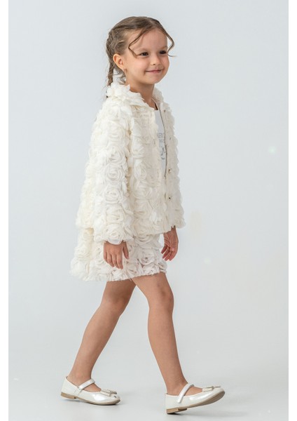 Güllü Ceket ve Etekli Kız Çocuk 3\'lü Takım - 26K 2238 modelleri