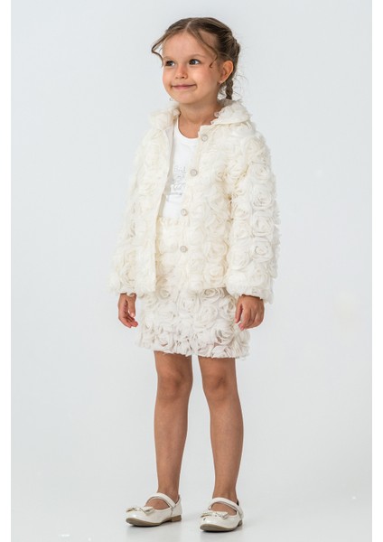 Güllü Ceket ve Etekli Kız Çocuk 3\'lü Takım - 26K 2238 fırsatları