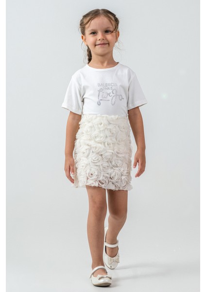 Güllü Ceket ve Etekli Kız Çocuk 3\'lü Takım - 26K 2238