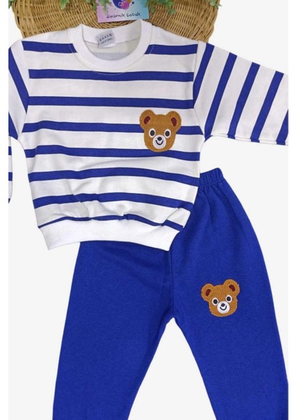 1-9 Yaş Çocuk Takım Ayıcıklı Nakışlı 2iplik Şardonlu Mevsimlik Alt Üst Ikili Unısex Yan Çizgili fiyatları