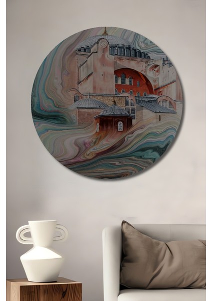 Dekoratif Ahşap Yuvarlak Tablo Renklerin Dansı