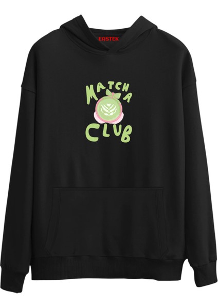 Matcha Club Baskılı Premium 3 Iplik Şardonlu Kapüşonlu Unisex, Kadın, Erkek Hoodie Sweatshirt