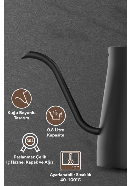 Elektrikli Kahve Demleme Su Isıtıcı Gooseneck Dripper Kettle Hck-02 modelleri