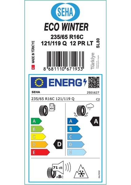 SL80 Talas 235/65 R16C 121/119Q Kış Lastiği (Üretim: 2025) fiyatları