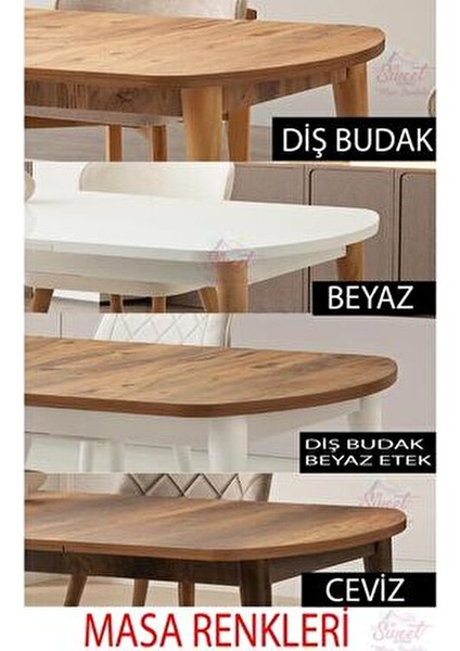 Sweet Home Modern MDF Masa Sandalye Takımı 4 Adet Beyaz Renk Açılır Tasarım 80x140 cm