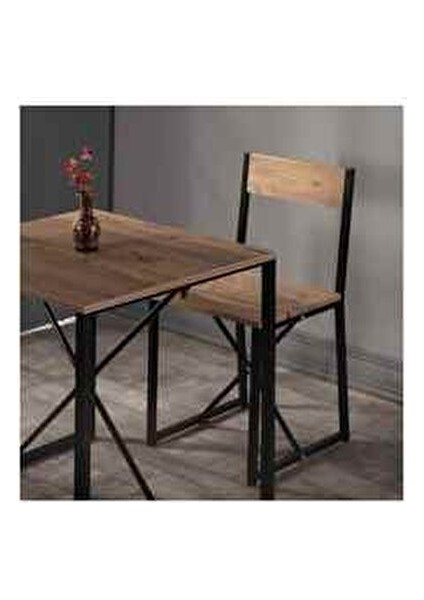2 Kişilik Yemek Masası Takımı Ahşap Tabla Metal Ayak Ergonomik Tasarım 60x70 cm fiyatları