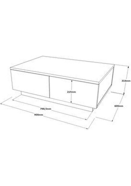 Luvio Orta Sehpa Beton-Taş Görünüm 150 cm Genişlik 90 cm Derinlik 31 cm