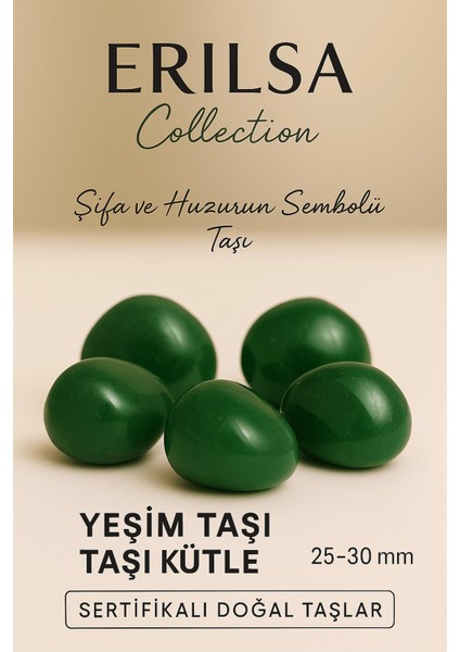 Sertifikalı Yeşim (Green Jade) Taşı Kütle 25–30 mm – Şifa ve Huzurun Sembolü