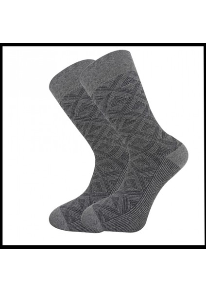 Uyguna-Yakala Erkek Çorabı Gri Pamuklu Havlu Kışlık -RAP.378
