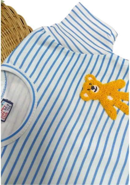 Çocuk Unısex Ayıcık Nakışlı Çizgili 2'li Alt Üst Takım Erkek/kız Yazlık Ince Kısa Kollu fırsatları