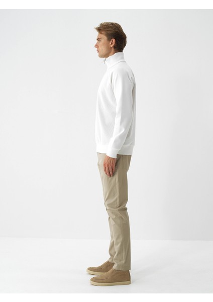 Erkek Ekru Pamuk Dokulu Regular Fit Sweatshirt modelleri