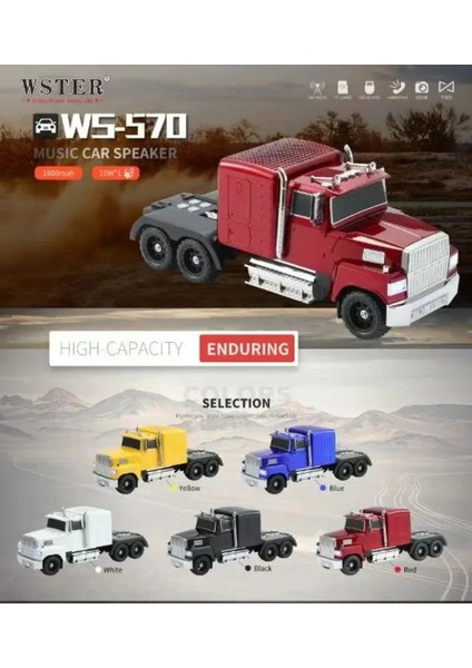 WS-570 Araba Şekli Bluetooth Hoparlör Retro Hıfı Stereo Soundbox Masaüstü Bilgisayar Müzik Çalar (5148)
