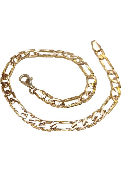 Döküm Figaro Bileklik Künye 14 Ayar Altın Hd Videolu