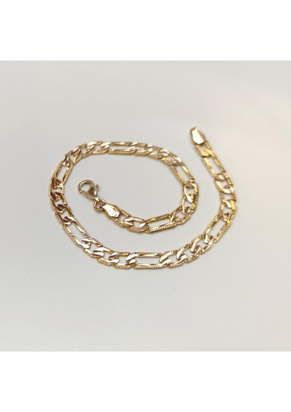 Döküm Figaro Bileklik Künye 14 Ayar Altın Hd Videolu modelleri