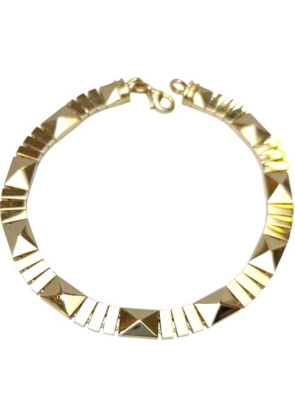 Bagetli Piramit Bileklik Künye 14 Ayar Altın Hd Videolu