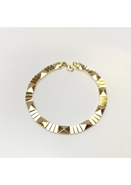 Bagetli Piramit Bileklik Künye 14 Ayar Altın Hd Videolu modelleri