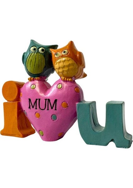 9032 I Love U Mum Yazılı Sevimli Dekoratif Biblo indirimleri