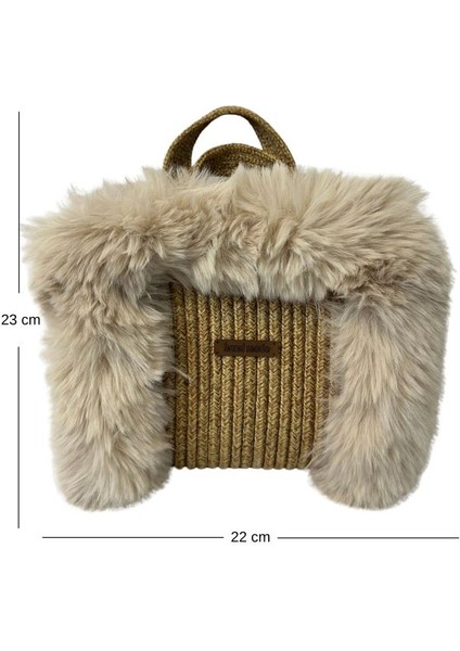 4953 El Yapımı Peluş Kürklü Model Tress Ip El Çantası / 22 cm x 23 cm fiyatları