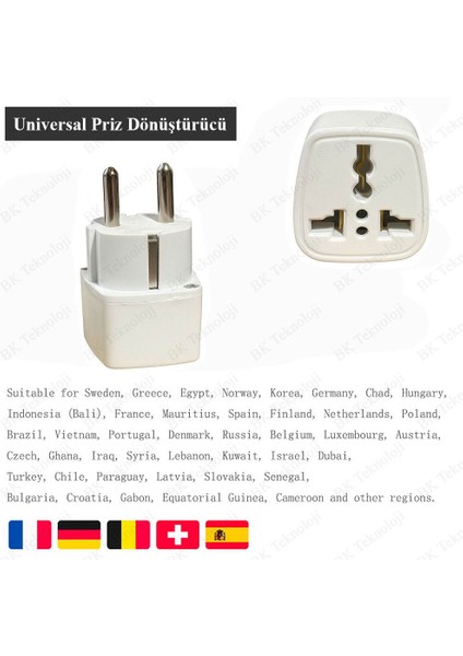 Universal Amerikan Ingiliz Tipi Çevirici Fiş Priz Dönüştürücü