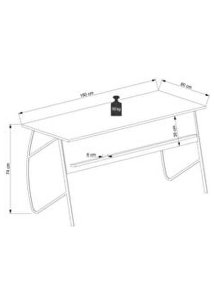 Ella Ofis Masası Beyaz 150 cm Metal Ayaklı Ergonomik Tasarım Modern Stil indirimleri