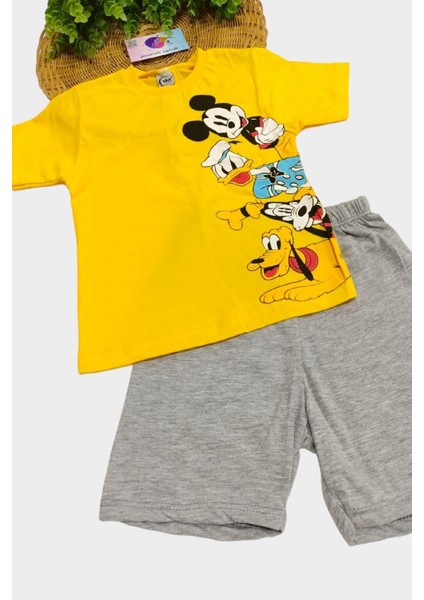 Mickey Mouse Baskılı Unisex Çocuk 2li Alt Üst Takım Yazlık fiyatları