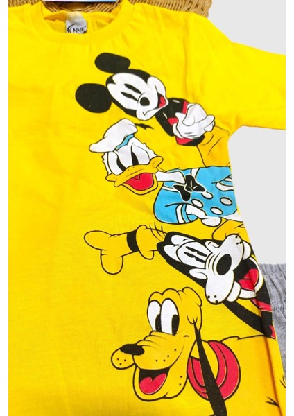 Mickey Mouse Baskılı Unisex Çocuk 2li Alt Üst Takım Yazlık fırsatları