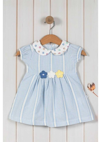 %100 Pamuk Kız Bebek/çocuk Bebe Yaka Çiçekli Büzgü Kol Elbise Organik