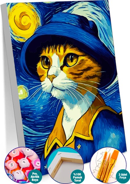 Kedi Van Gogh Sayılarla Boyama Seti