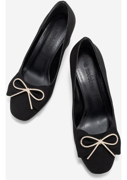 Kadın Papyonlu Kurdele Taşlı Topuklu Ayakkabı Siyah Zra indirimleri