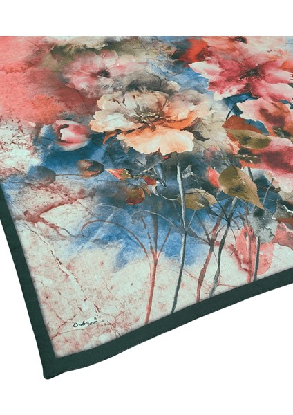 Enba Çiçek Desenli Pamuklu Eşarp 90X90 cm modelleri