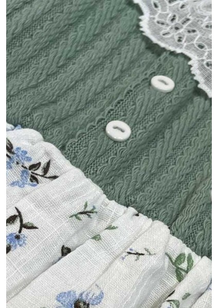 Kız Bebek Dantel Yakalı Üstü Örme Triko Altı Müslin Elbise Vintage 3-6-9-12-18-24AY modelleri