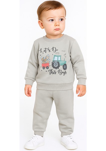 Traktör Baskı Şardonlu Içi Polar 3 Ip Erkek Çocuk Eşofman Takım