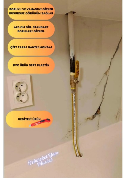 Pratik Doğalgaz Borusu Gizleme Kanalı Kapaklı Açılır Kapanır [özel Ölçü Iletiniz] 6x6 cm Saklama fiyatları