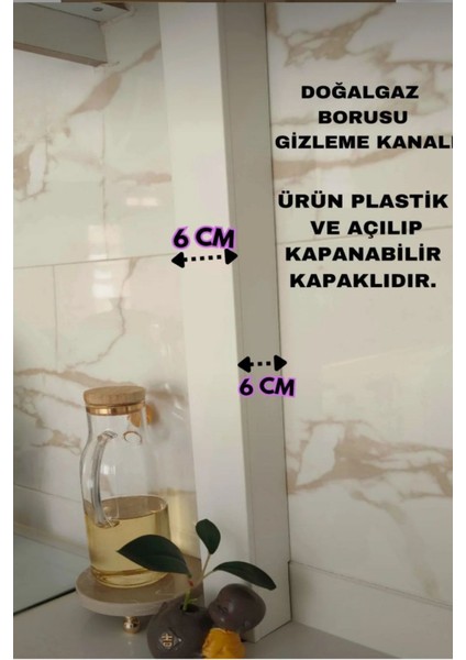 Pratik Doğalgaz Borusu Gizleme Kanalı Kapaklı Açılır Kapanır [özel Ölçü Iletiniz] 6x6 cm Saklama indirimleri