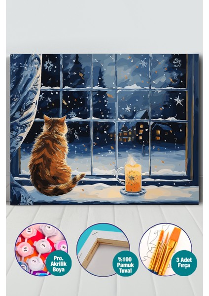 Yalnız Kedi Sayılarla Boyama Seti