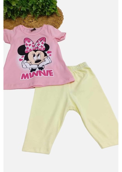 Kız Çocuk Minnie Mouse Baskılı Taytlı Alt Üst 2'li Takım Yazlık Kısa Kollu fiyatları