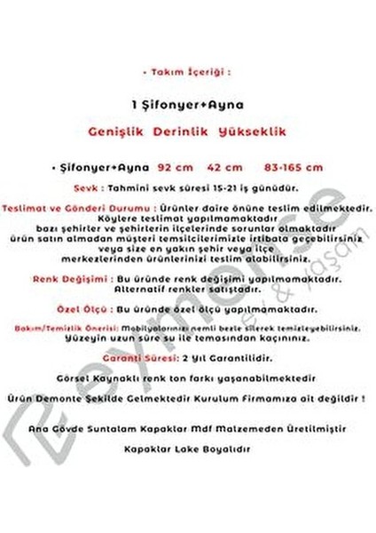 Masal Modern Aynalı Şifonyer Krem Renk 5 Çekmeceli 165 cm Yükseklik indirimleri