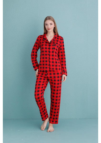 Kadın Milan Genç Önden Düğmeli Pijama Takımı | Kırmızı 50905-320 fiyatları