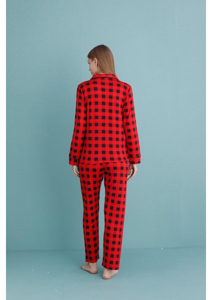 Kadın Milan Genç Önden Düğmeli Pijama Takımı | Kırmızı 50905-320 fırsatları