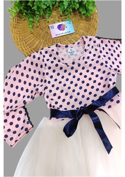 Kız Bebek Puantiyeli Kabarık Tütü Elbise Çocuk Uzun Kol Esnek Likralı fiyatları