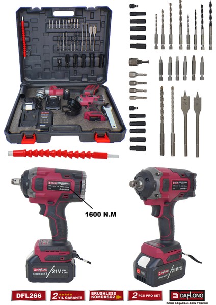 2'li Sanayi Seti 6 Kademeli Devirli TAŞLAMA+1600NM Somun Bijon Makinası DFL-266 modelleri