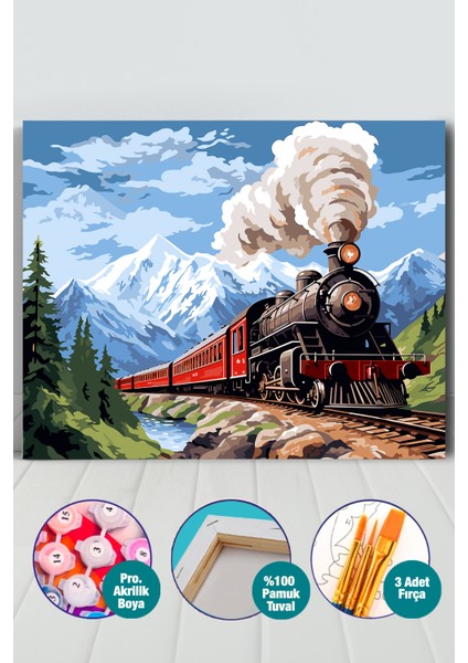 Kara Tren Sayılarla Boyama Seti