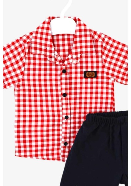 Erkek Çocuk Pitikareli Yazlık Kısa Kollu Gömlek Saten Şortlu 2li Takım Bayramlık Takım (Tam Kalıp) indirimleri