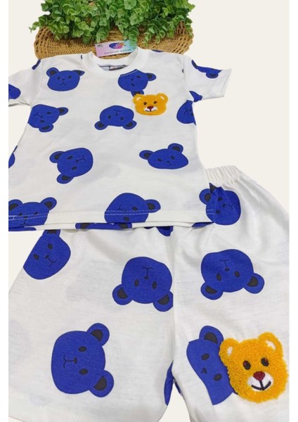 Ayıcıklı Nakışlı Çocuk Erkek/kız 2'li Alt Üst Takım Unısex Yazlık Ince Kısa Kollu fiyatları