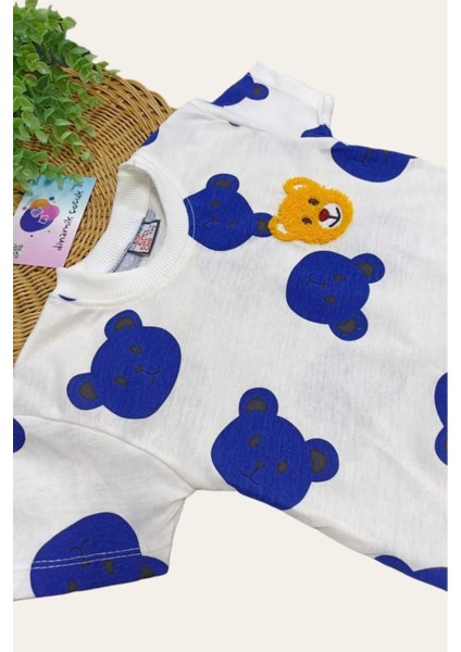 Ayıcıklı Nakışlı Çocuk Erkek/kız 2'li Alt Üst Takım Unısex Yazlık Ince Kısa Kollu fırsatları