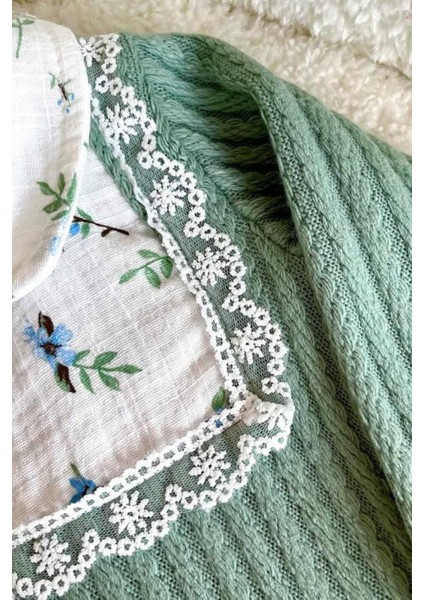 Kız Bebek Patikli Desenli Triko Tulum Alttan Çıtçıtlı Çiçek Müslin Önlü Nakışlı Yenidoğan 0-12AYLIK modelleri