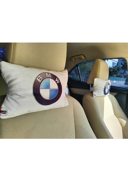 Bmw Logolu Tüm Modellere Uyumlu Araç Boyun Yastığı, Baby Face Kumaş